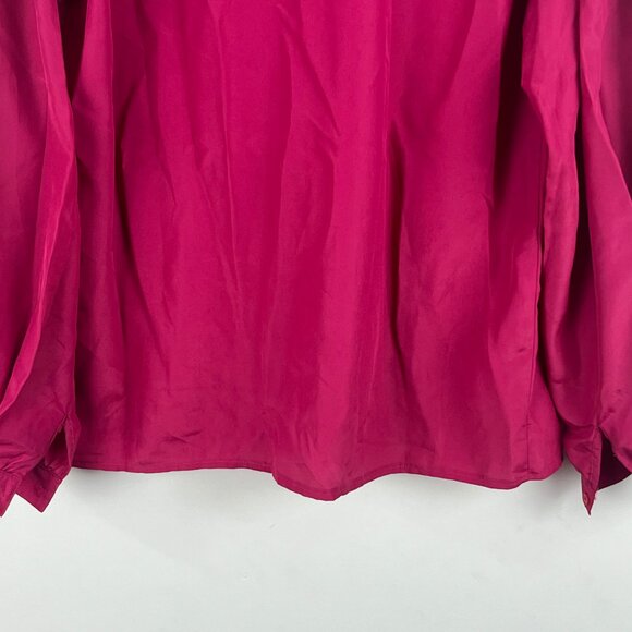 Lady Manhattan Top Blouse Size 10 Purple Long Sleeve Button Down Collared Polyes - Picture 9 of 9